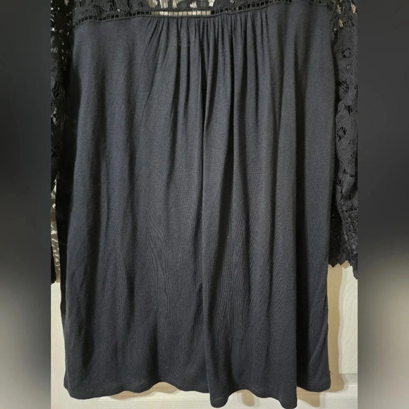 Rebecca Minkoff Lace Front Button Top, Sheer 3/4 Sleeves, Soft Knit Back, EUC! - Picture 9 of 12
